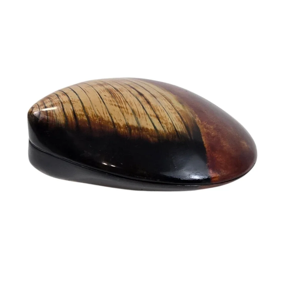 Vintage Large Japanese Wakasa Lacquer Clam Shell Trinket Box 8x8